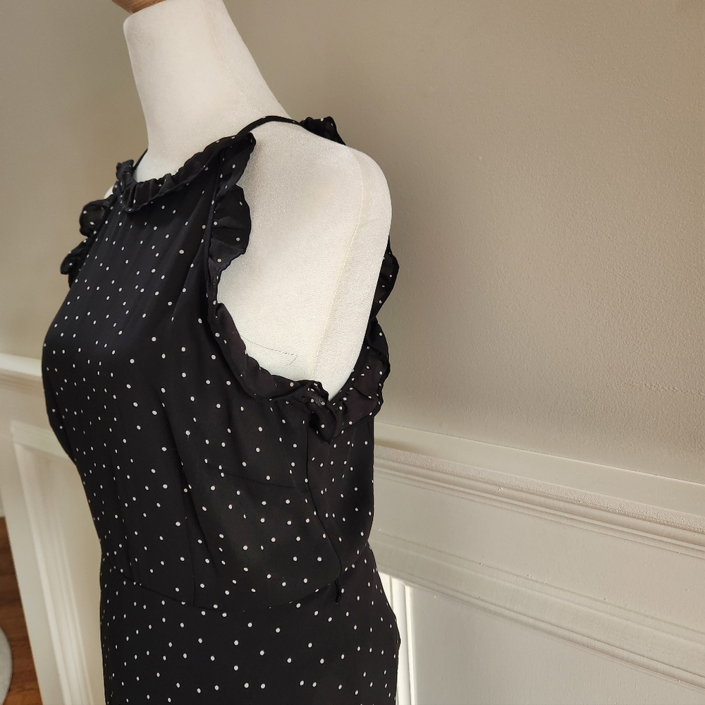 Who What Wear Black Halter Asymmetrical Dress with White Dots - Sm - Picture 7 of 8